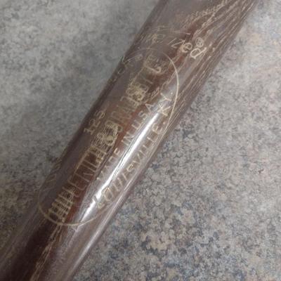 Vintage Hank Aaron Louisville Slugger Baseball Bat with Blank Home Run Count Badge
