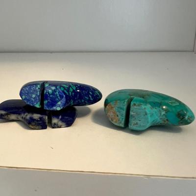 Hand Carved Stone Bear & Bison Fetishes (LR-RG)