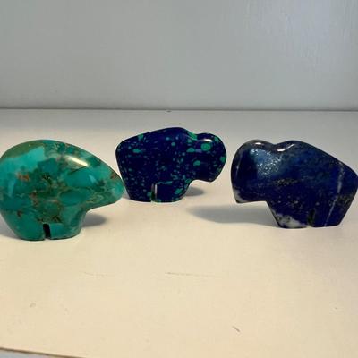 Hand Carved Stone Bear & Bison Fetishes (LR-RG)