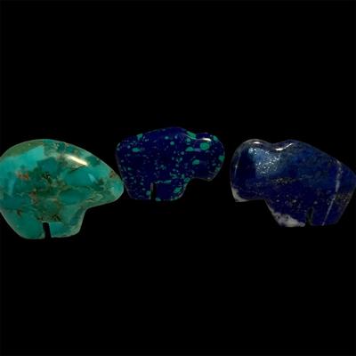 Hand Carved Stone Bear & Bison Fetishes (LR-RG)