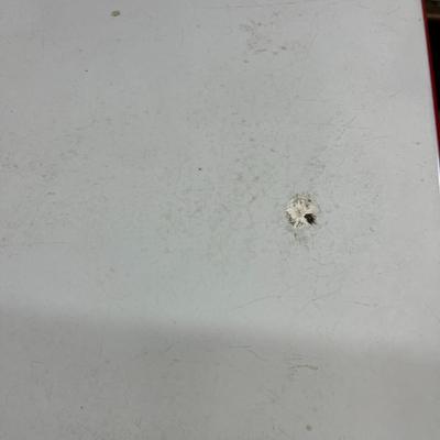 Sale Photo Thumbnail #796: Vintage Enamel Top Table with pull out leafs.  See photos for condition.