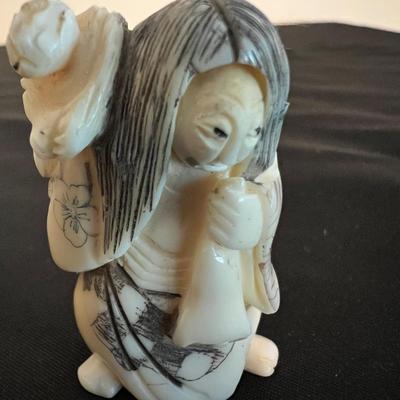 Japanese Netsuke Figurines Inc One W/ Rotating Head (LR-RG)