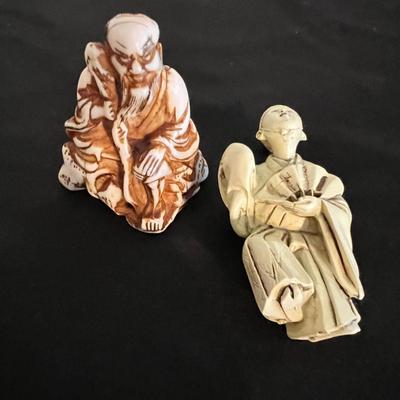 Japanese Netsuke Figurines Inc One W/ Rotating Head (LR-RG)