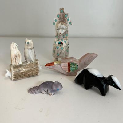 Zuni Corn Maiden & Other Fetishes Includes Signed (LR-RG)