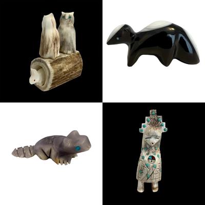 Zuni Corn Maiden & Other Fetishes Includes Signed (LR-RG)