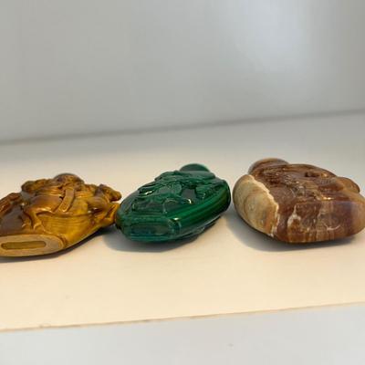 15 Stone Snuff Bottles - Jade, Snow Obsidian & More (LR-RG)