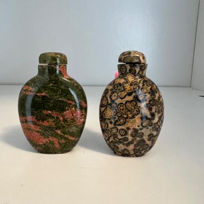 15 Stone Snuff Bottles - Jade, Snow Obsidian & More (LR-RG)