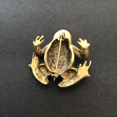 Brushed gold tone lapel pin frog with enamel paint