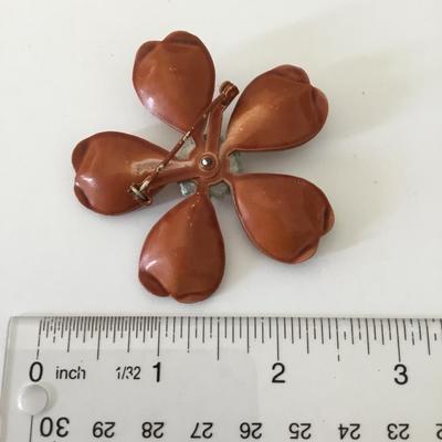 Large vintage enamel flower brooch