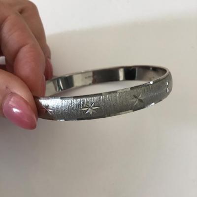 Monet Silver-tone starburst bangle bracelet