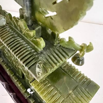 Three Matching Hand Carved Jade Dragon Boat Sculptures (LR-RG)