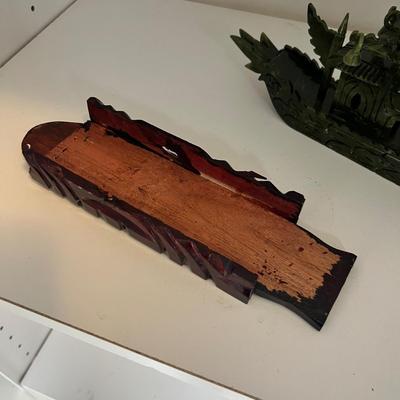 Three Matching Hand Carved Jade Dragon Boat Sculptures (LR-RG)