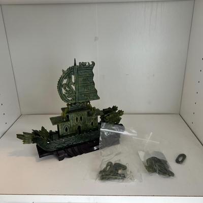 Three Matching Hand Carved Jade Dragon Boat Sculptures (LR-RG)