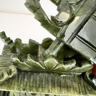 Three Matching Hand Carved Jade Dragon Boat Sculptures (LR-RG)