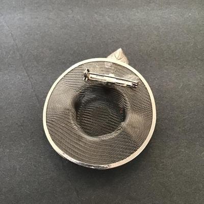 SilverTone mesh hat, lapel pin