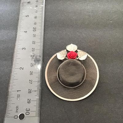 SilverTone mesh hat, lapel pin