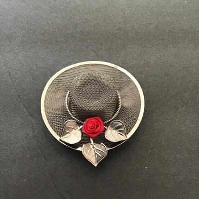 SilverTone mesh hat, lapel pin
