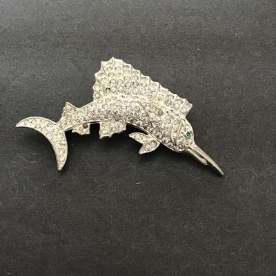 Vintage Silver tone, swordfish, lapel pin