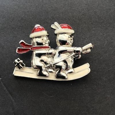 SilverTone snowman lapel pin