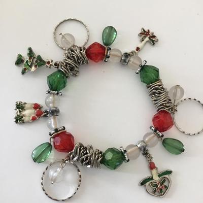 Vintage Christmas enamel charm bracelet