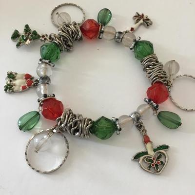 Vintage Christmas enamel charm bracelet