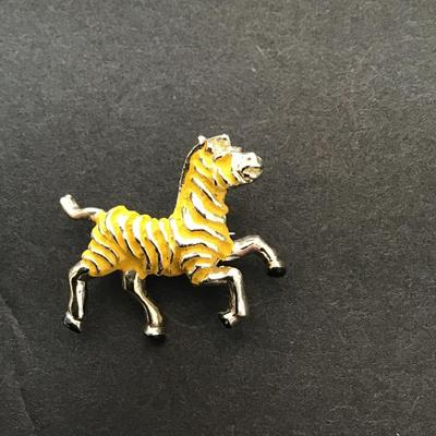 Vintage zebra lapel pin