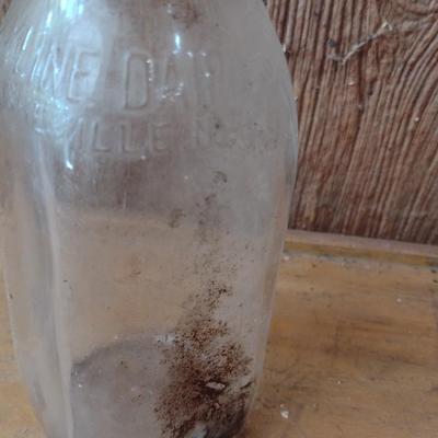 Vintage Skyline Dairy Asheville, NC Square Glass Milk Bottle (#17)
