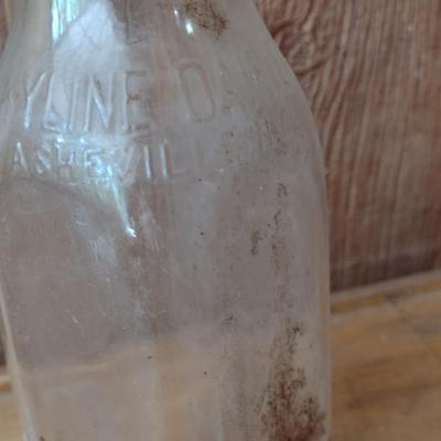 Vintage Skyline Dairy Asheville, NC Square Glass Milk Bottle (#17)