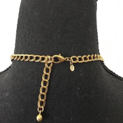 Vintage nice premier, design, black enamel, gold tone, statement, necklace