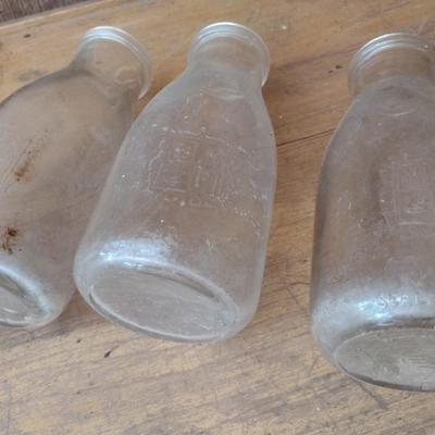 Set of Three Vintage Biltmore Dairy Farm Pint Glass Milk Bottles (#20)