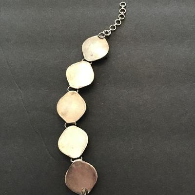 SilverTone bracelet with polished stones