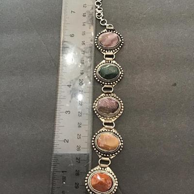 SilverTone bracelet with polished stones
