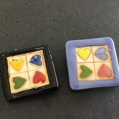 Heart Broochs Square ceramic