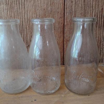 Set of Three Vintage Biltmore Dairy Farm Pint Glass Milk Bottles (#21)