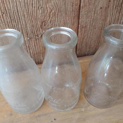 Set of Three Vintage Biltmore Dairy Farm Pint Glass Milk Bottles (#21)