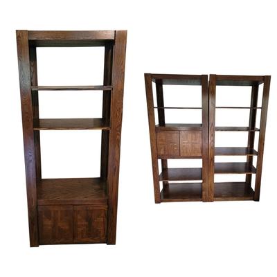 Three Large Wooden Display Shelves (D-EL)