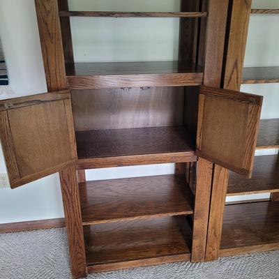 Three Large Wooden Display Shelves (D-EL)