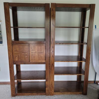 Three Large Wooden Display Shelves (D-EL)