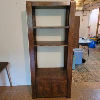 Three Large Wooden Display Shelves (D-EL)