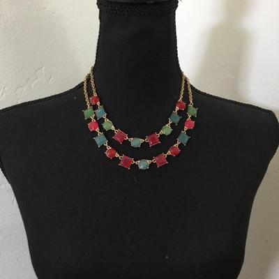 Gold tone, multicolored statement, necklace