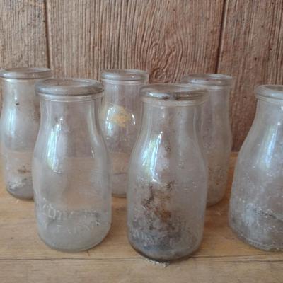 Set of Six Vintage Biltmore Dairy Farm Half Pint Glass Milk Bottles (#23)