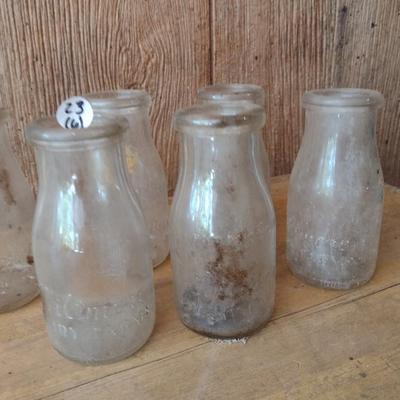 Set of Six Vintage Biltmore Dairy Farm Half Pint Glass Milk Bottles (#23)