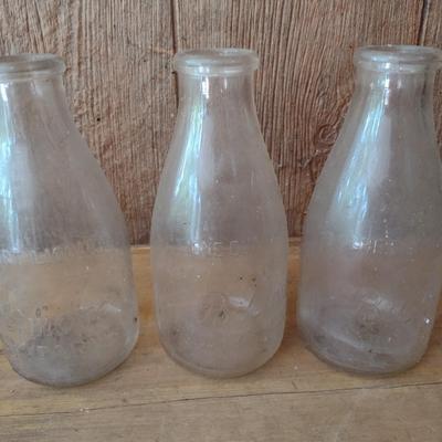 Set of Three Vintage Biltmore Dairy Farm One Quart Glass Milk Bottles (#25)