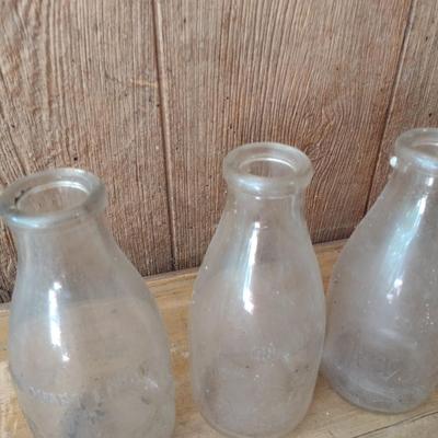 Set of Three Vintage Biltmore Dairy Farm One Quart Glass Milk Bottles (#25)
