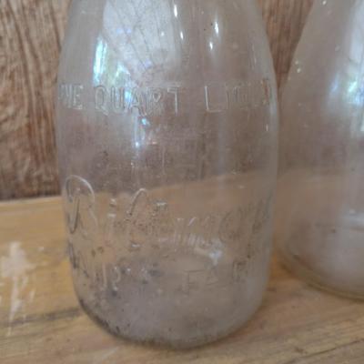 Set of Three Vintage Biltmore Dairy Farm One Quart Glass Milk Bottles (#25)
