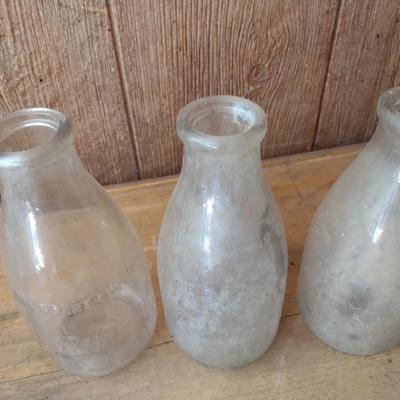 Set of Three Vintage Biltmore Dairy Farm One Quart Glass Milk Bottles (#26)