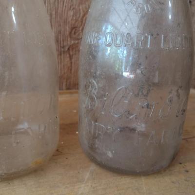 Set of Three Vintage Biltmore Dairy Farm One Quart Glass Milk Bottles (#27)