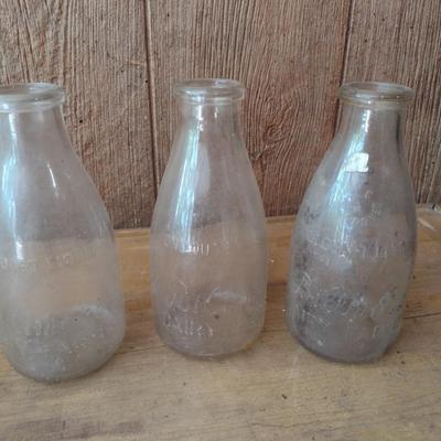 Set of Three Vintage Biltmore Dairy Farm One Quart Glass Milk Bottles (#27)