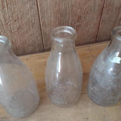Set of Three Vintage Biltmore Dairy Farm One Quart Glass Milk Bottles (#27)