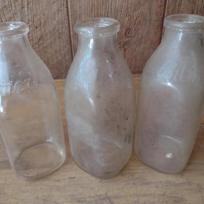 Set of Three Vintage Biltmore Dairy Farm One Quart Glass Milk Bottles (#29)